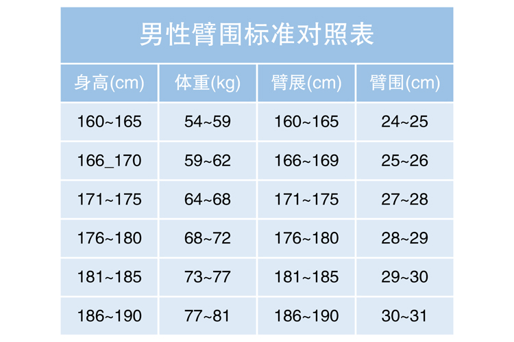 男性臂围图